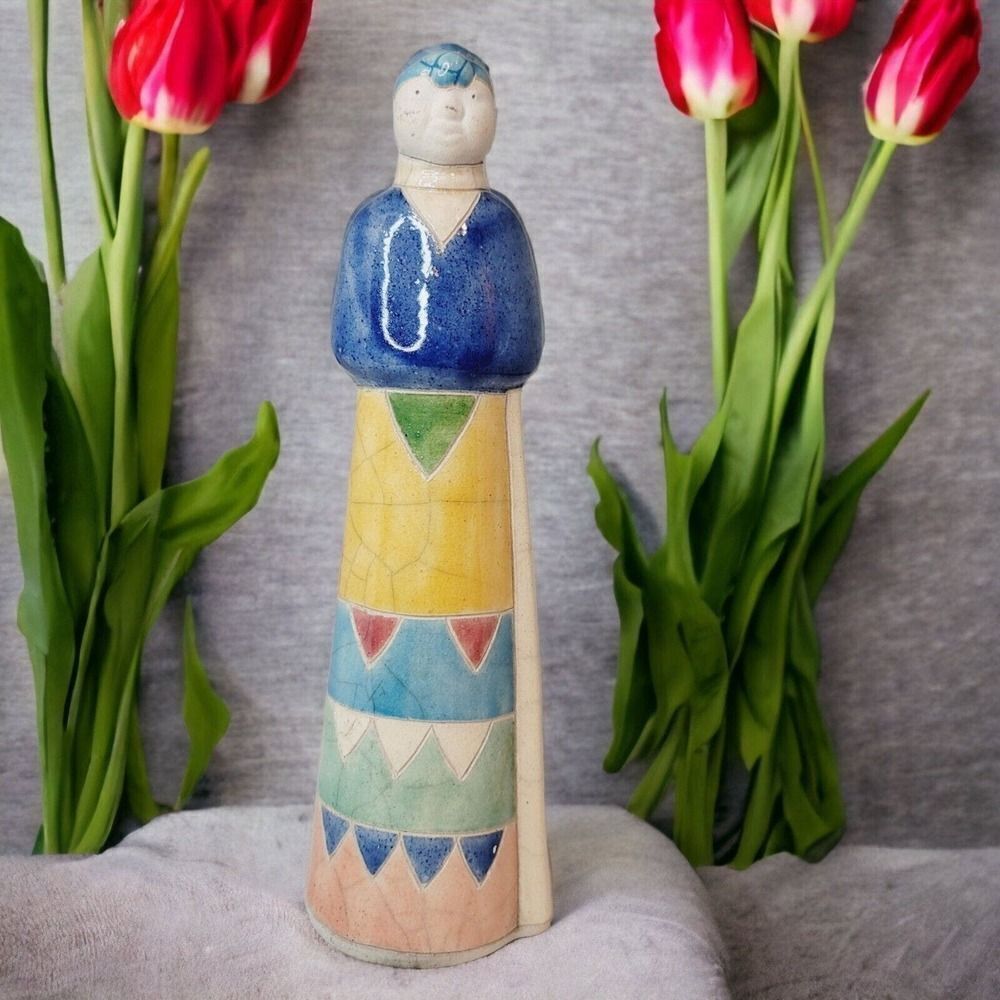 The Finex Raku South African Figurine Xhosa Woman‎ Handmade Signed By Artist 8”